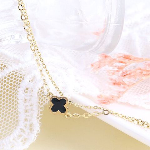 [제메이스] 14K 쁘띠 크로바 두줄 팔찌