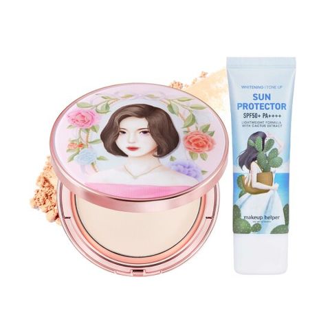 메이크업헬퍼 아트 팩트 25g 러블리레이첼+톤업 선크림 세트