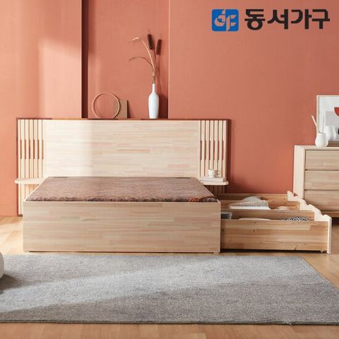 동서가구 편백 와이드헤드 서랍형 황토숯 흙침대 (Q) DF642726