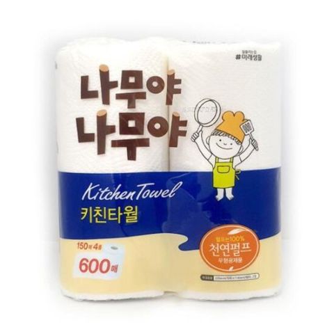 잘풀리는집 나무야나무야 2겹 키친 타월 150매 4롤 주방 무형광