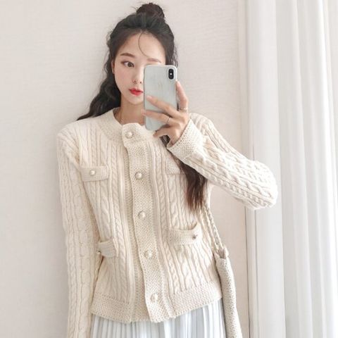 [드레스날다]설레는무드 진주 트위드 니트가디건(knit688)