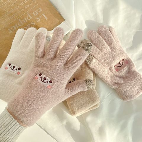 어나더뷰 남여공용 뽀송 곰돌이 터치 장갑 기모 겨울 1131