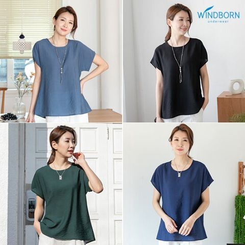 [~2XL] 인견 여성 시원한 반팔 솔리드 블라우스 빅사이즈 엄마옷  6종 택1