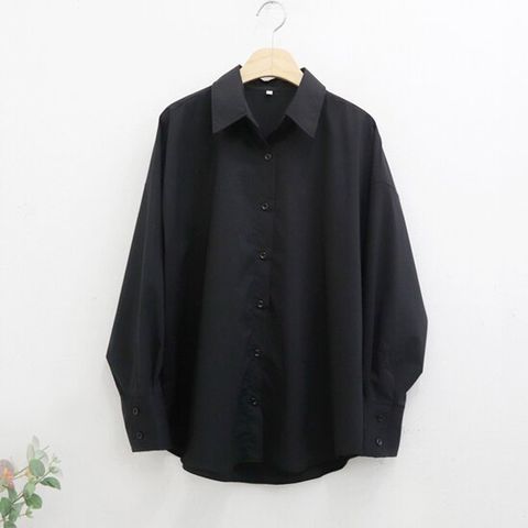(오버핏) 여성 구김없는 스판 드레스 셔츠 /루즈핏 화이트 블랙