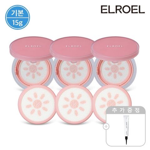 [기본] 엘로엘 핑크 톤업 선쿠션 본품3+리필3+프라이머