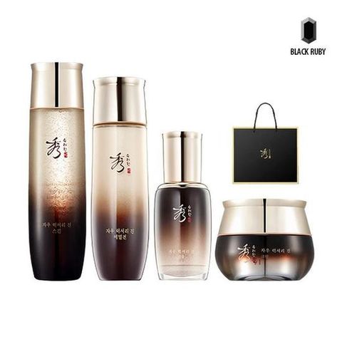 기초4종 자우 럭셔리진 스킨+에멀전+크림+앰플+쇼핑백