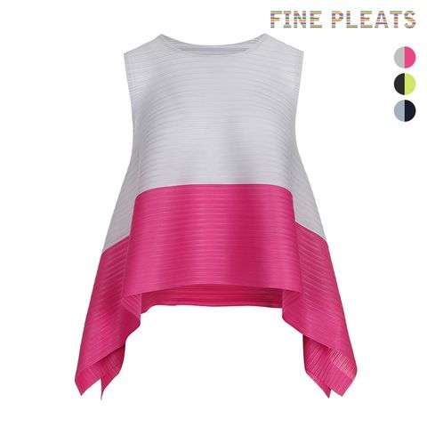 [FINE PLEATS] 피네 플리츠 배색 민소매 날개 탑 [3컬러]