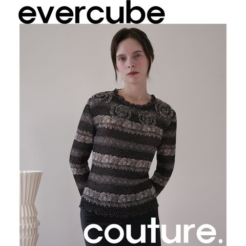 [에바큐브 Couture] 레이스 G플리츠 블라우스