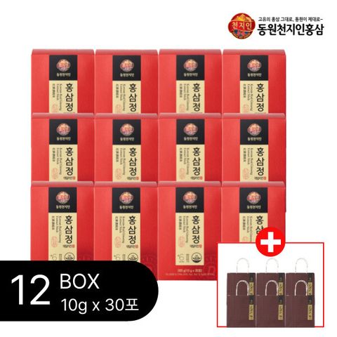 [동원 천지인] 홍삼정 데일리 진 10mlX30포X12박스 + 쇼핑백 6장
