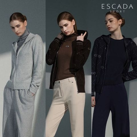 [ESCADA SPORT] 에스카다 스포츠 26FW 메탈로고 자가드 후드 집업