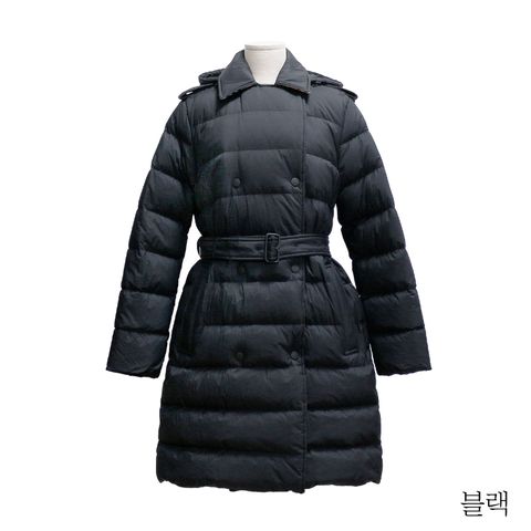 버버리 후드 롱 벨트 다운 패딩