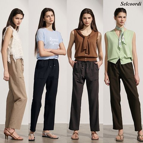 [Selcoordi] 셀코디 크링클 썸머 팬츠 4종