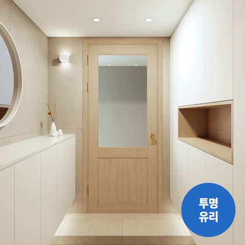 리바트집테리어 우디 여닫이 중문 외도어형(투명유리)