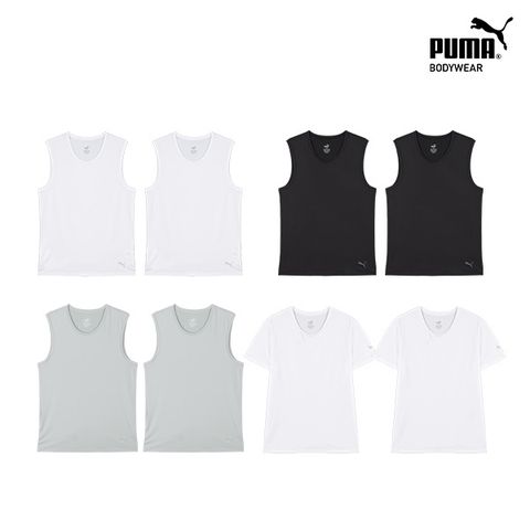 26SS 푸마 기능성 런닝 패키지 8종 (런닝 흰색2장+블랙2장+그레이2장+흰반팔 2장)