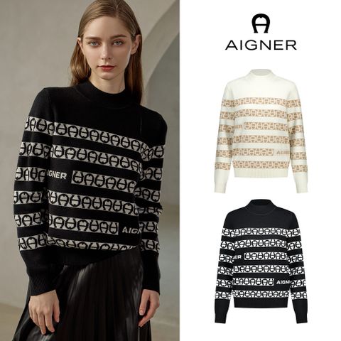 [런칭가 159000원] 아이그너 울혼방 체인로고 니트탑 1종