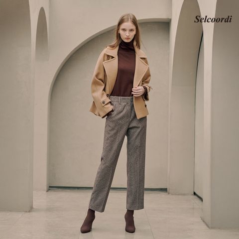 [Selcoordi] 셀코디 체크 더블기모 팬츠 3종