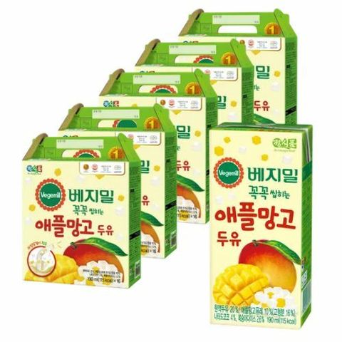 베지밀 꼭꼭 씹히는 애플망고두유 80팩 190mlx80팩
