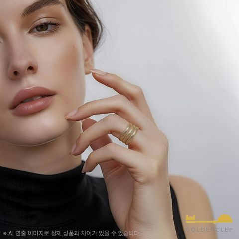 골든클레프 18K 옐로우 트리플 메쉬 반지