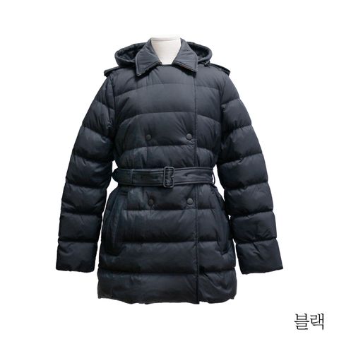 버버리 후드 벨트 다운 패딩