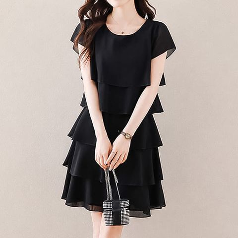 [퀸이즈] [∼88까지]하이테 캡소매 캉캉 미니 원피스