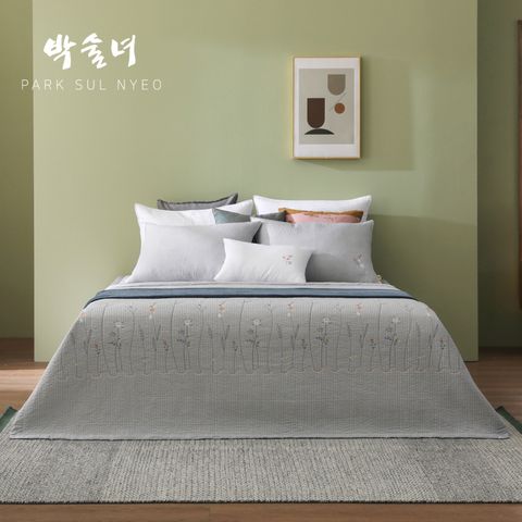 [ 박술녀 한복 시그니처 디자인 그대로][Q/퀸] 박술녀 풍기인견 피그먼트 워싱 침구세트 (작품명 : 청화)(워싱이불+워싱패드+워싱베개커버)