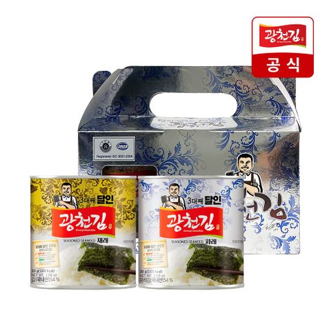 광천김 3대째 달인 혼합 캔김 2P 선물세트 (재래김+파래김)