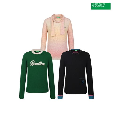 [베네통] 라운드 니트 3종 세트 여성 S