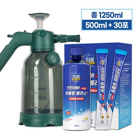 [실속][크린바바] 한번에 싹 버블왕 플러스 (50회 구성) [30포+ 500ml 통]