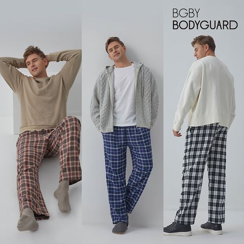 25FW 보디가드 남성용 코튼100 트윌기모 체크팬츠 3종