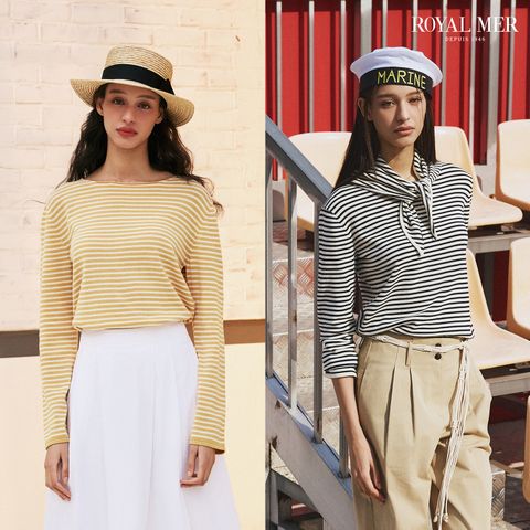로얄메르 26SS 스트라이프 니트 + 스카프