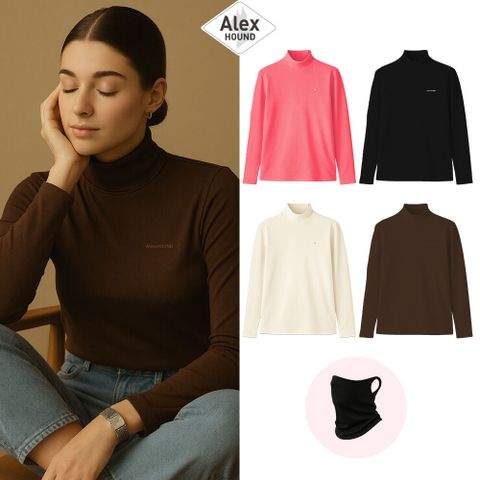 [알렉스 하운드] 25FW 여성 모크넥 기모 티셔츠 4종 + 넥워머 1종