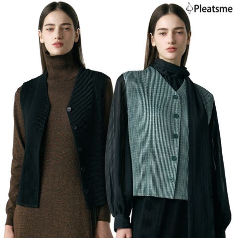 플리츠미 25FW 핀턱 V넥 베스트 1종