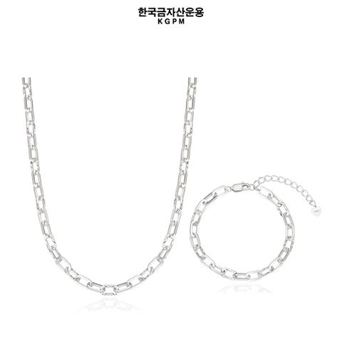 [한국금자산운용] 실버 콤비클립 목걸이 + 콤비클립 팔찌 세트 + (방송) 999 실버 행운 말 지폐