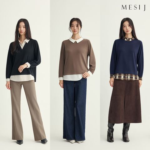 메시제이 26FW 레이어드 배색 블라우스 3종