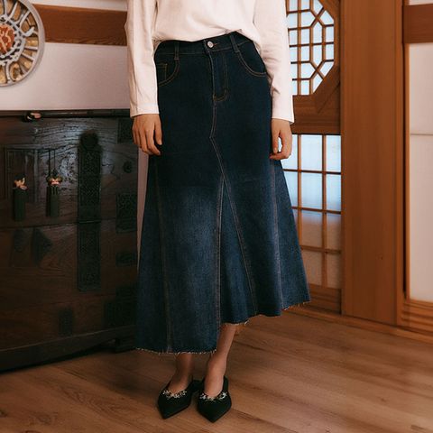 [PEOPLE OF THE WORLD] 딥다잉 스트레치 데님스커트