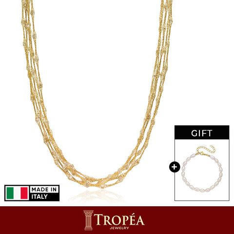 트로페아(TROPEA) 18K 브릴리언 5줄 목걸이+리얼 담수 진주 팔찌