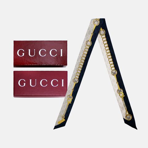 (구찌) 체인 프린트 실크 넥스카프(774819)