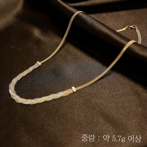 (실로) 18K 투톤 브레이드 네크리스