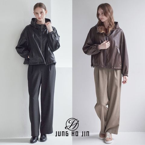 [Jung Ho Jin] 정호진 26FW 여성 시그니처 후드 faux 레더 블루종 1종
