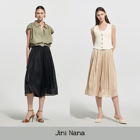 지니나나 쉬폰 플리츠 와이드팬츠2종