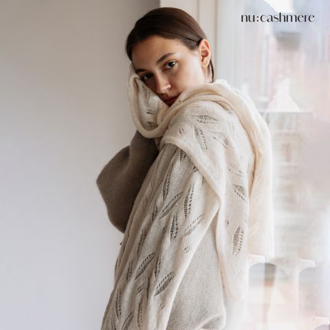 누캐시미어 25FW 캐시미어100 레이스숄