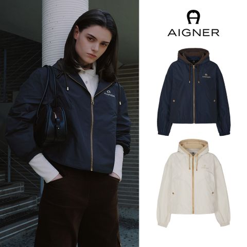 아이그너 26FW 아트워크 배색 후드 점퍼