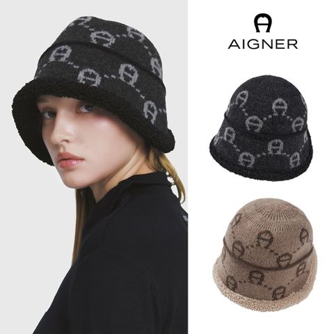 아이그너 26FW 심볼 니트 버킷햇