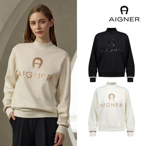 [런칭가 129000원] 아이그너 24FW Capsule collection 여성 스팽글 기모 스웻셔츠 맨투맨 1종