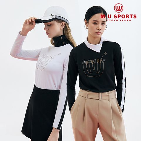 [MU SPORTS] 엠유 소프트기모 하이넥 스냅 티셔츠 2종