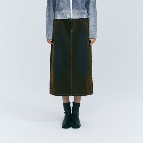 [PEOPLE OF THE WORLD]  브라운스웨이드 데님 스커트