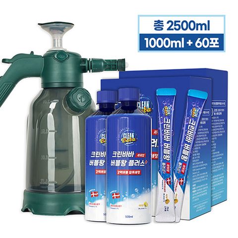 [더블][크린바바] 한번에 싹 버블왕 플러스 (100회 구성) [60포+1000ml 통]