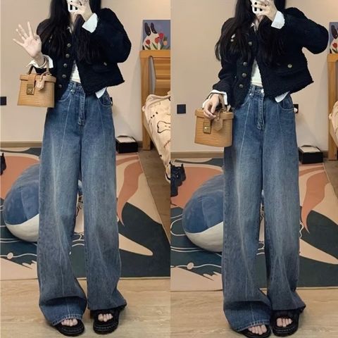 여성용 와이드핏 워싱 데님 팬츠 청바지 +할인쿠폰