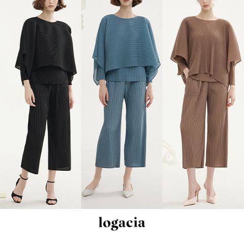 로가시아 25SS 플리츠 베스트+블라우스 세트