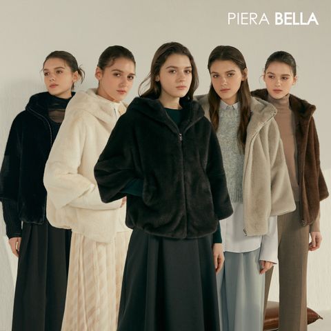 [론칭가 59900원]피에라벨라 FAUX 밍크 하프 후드 자켓